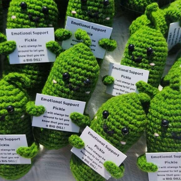 Handmade Emotional Support Pickle Plush Funny Stress Relief Desk Buddy Big Dill - Picture 9 of 11